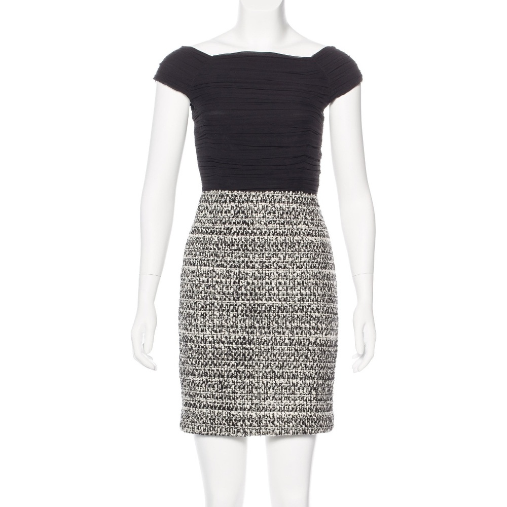 Alice + Olivia Silk Bodice & Tweed Dress Size 2